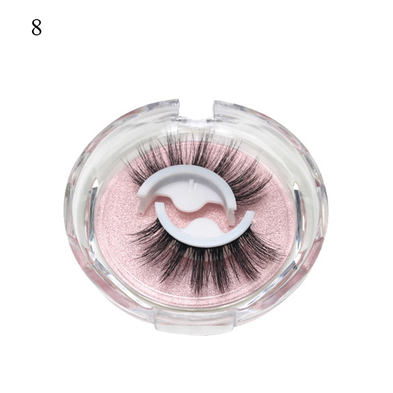 1Pair Reusable Self-adhesive False Eyelashes 3D Mink Lashes Glue-free Eyelash Extension 3 Seconds to Wear No Glue Needed Lashes
