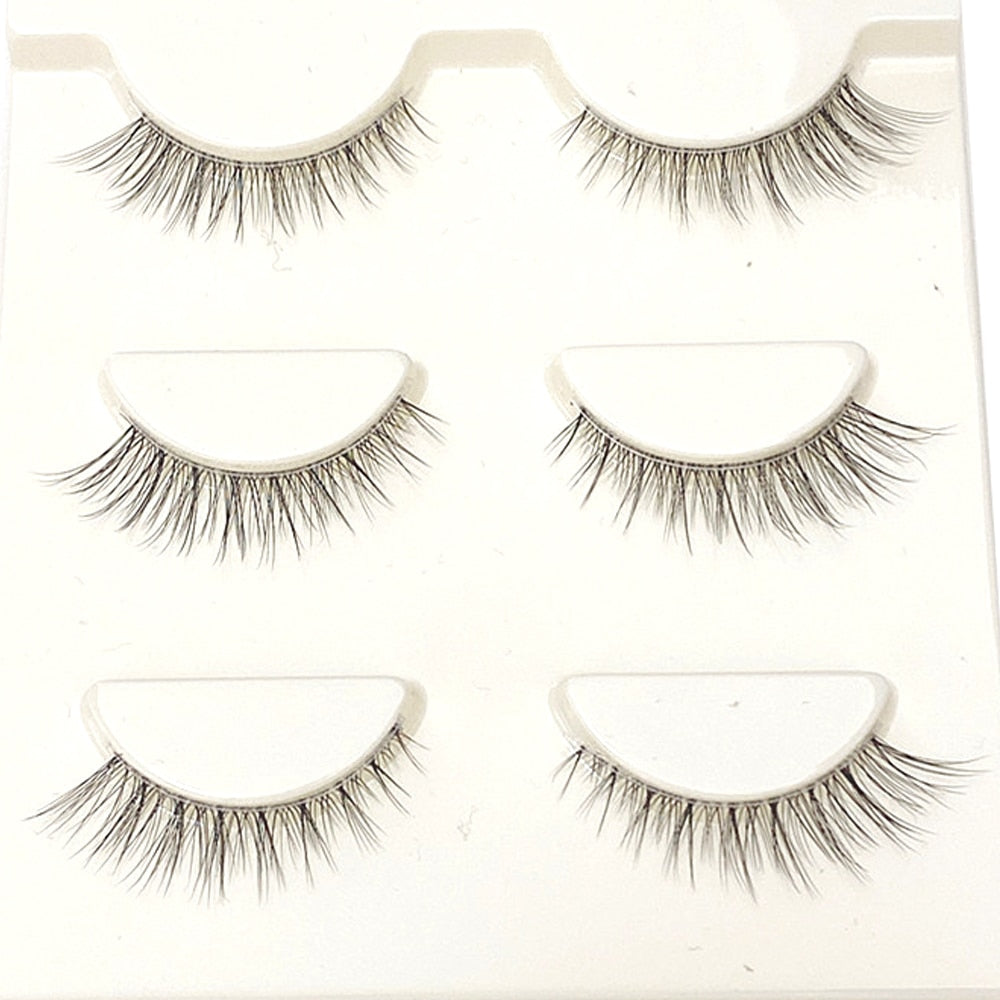 NEW Wholesale Mink Eyelashes 3pair lashes invisible band mink lashes reusable false eyelashes Makeup in Bulk