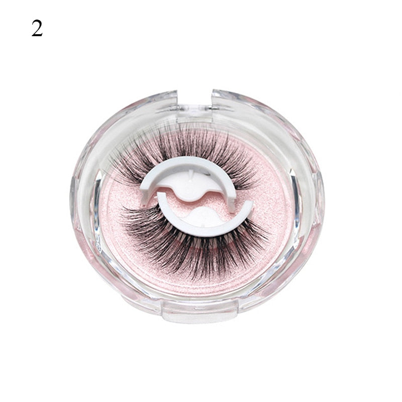 1Pair Reusable Self-adhesive False Eyelashes 3D Mink Lashes Glue-free Eyelash Extension 3 Seconds to Wear No Glue Needed Lashes