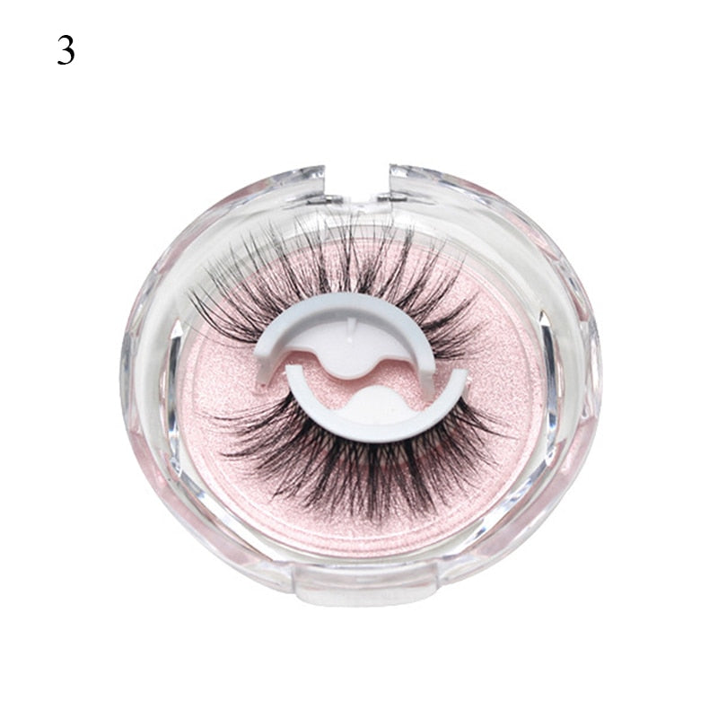 1Pair Reusable Self-adhesive False Eyelashes 3D Mink Lashes Glue-free Eyelash Extension 3 Seconds to Wear No Glue Needed Lashes