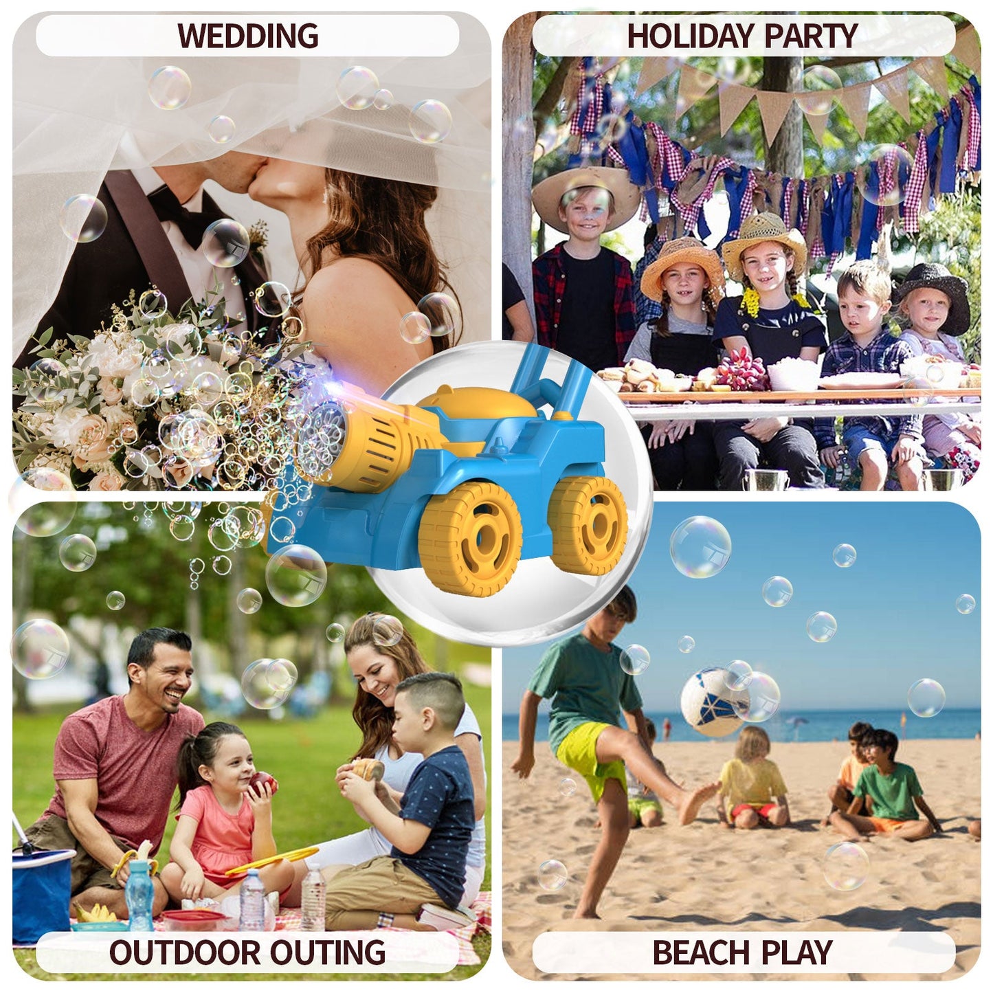 QDRAGON New Tank Bubble Gun for Kids Electronic Bubble Machine With Light Outdoor Game Push Walker Toys for 2-6+ Years Olds