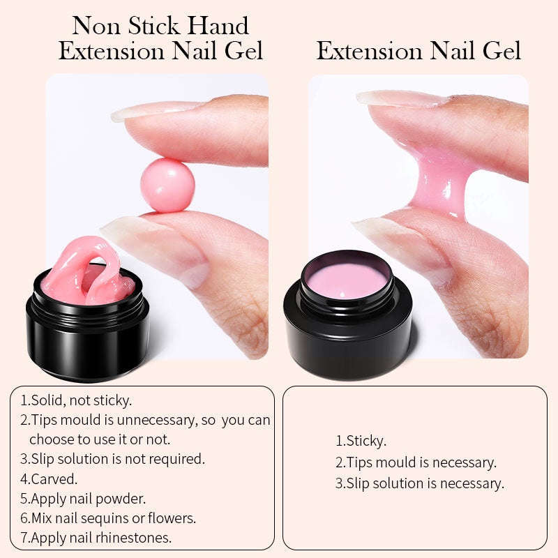 BORN PRETTY 15ML Non Stick Hand Solid Extension Nail Gel Clear Nude Pink Extension Gel Rhinestone Glue Gel Easy to Operate