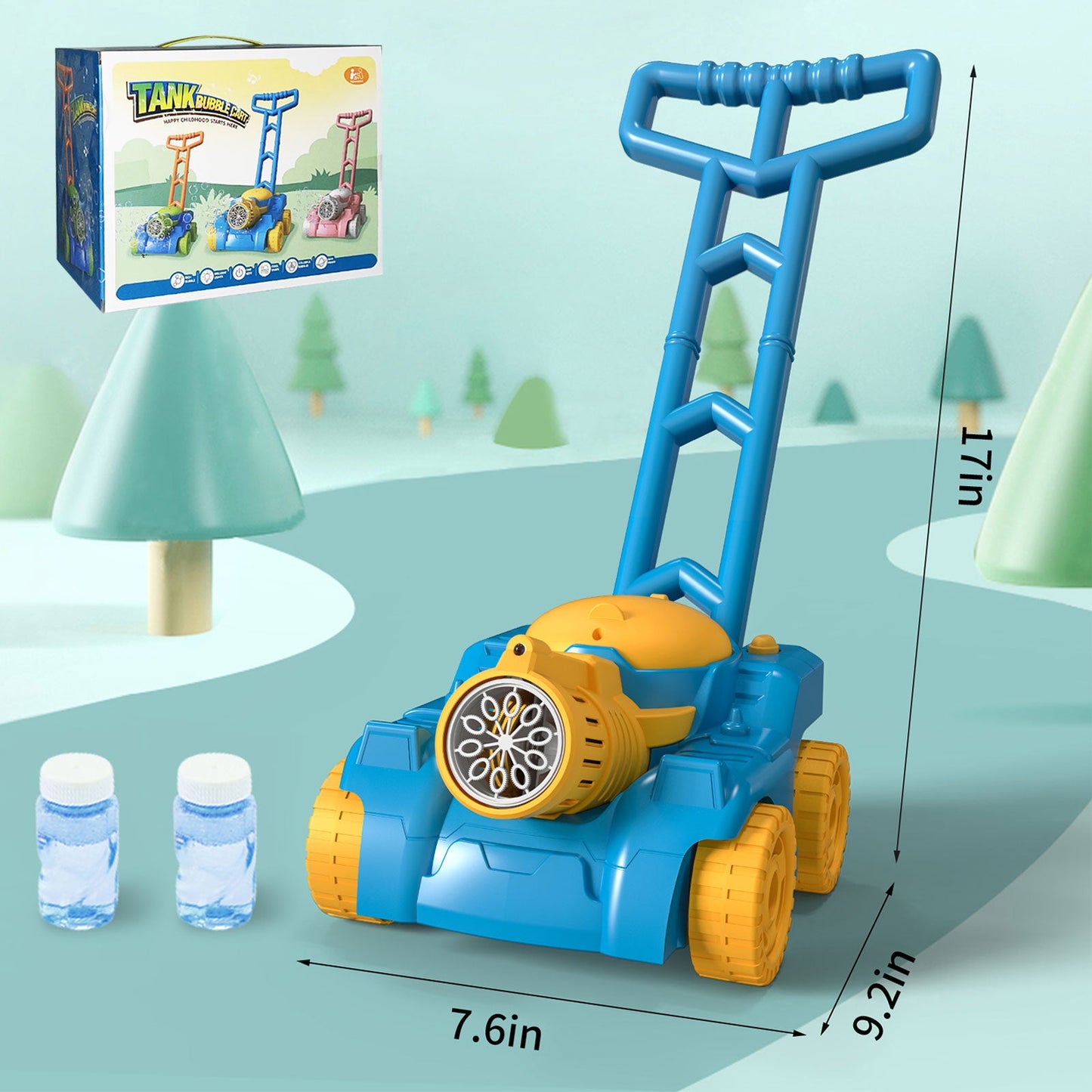 QDRAGON New Tank Bubble Gun for Kids Electronic Bubble Machine With Light Outdoor Game Push Walker Toys for 2-6+ Years Olds