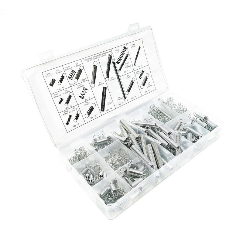 200/150/100/50Pcs Storage Box Accessories Extension And Compression Coil Portable Hardware Tool Spring Set Metal Steel Assorted