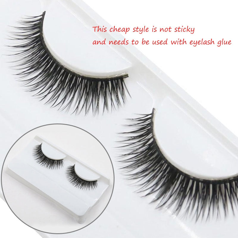 1Pair Reusable Self-adhesive False Eyelashes 3D Mink Lashes Glue-free Eyelash Extension 3 Seconds to Wear No Glue Needed Lashes