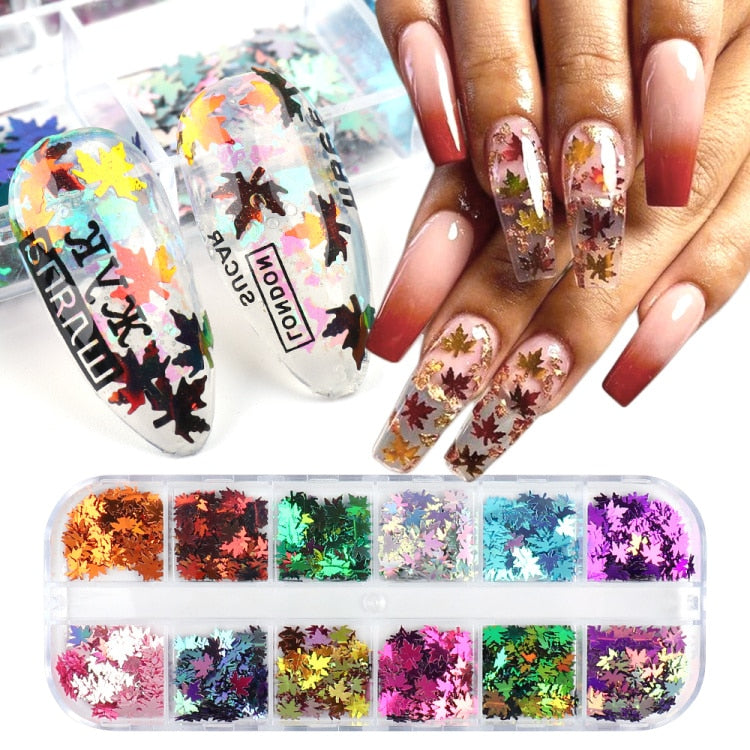 Iridescent Mixed Hexagon Nail Glitter Sequins Holo Flakes Nail Art Powder Gel Polish Paillette Manicure Accessories LADJ01-12-2