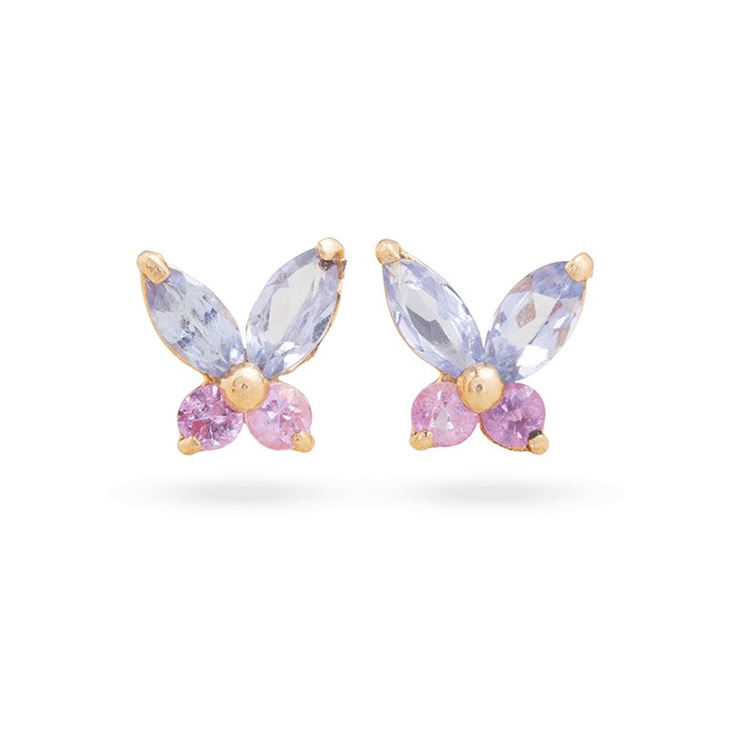 925 Sterling Silver Ear Needle Butterfly Hoop Earrings Colorful Crystal Animal Pendant Earrings for Women Party Fashion Jewelry