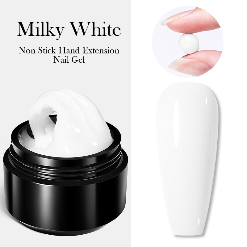 BORN PRETTY 15ML Non Stick Hand Solid Extension Nail Gel Clear Nude Pink Extension Gel Rhinestone Glue Gel Easy to Operate
