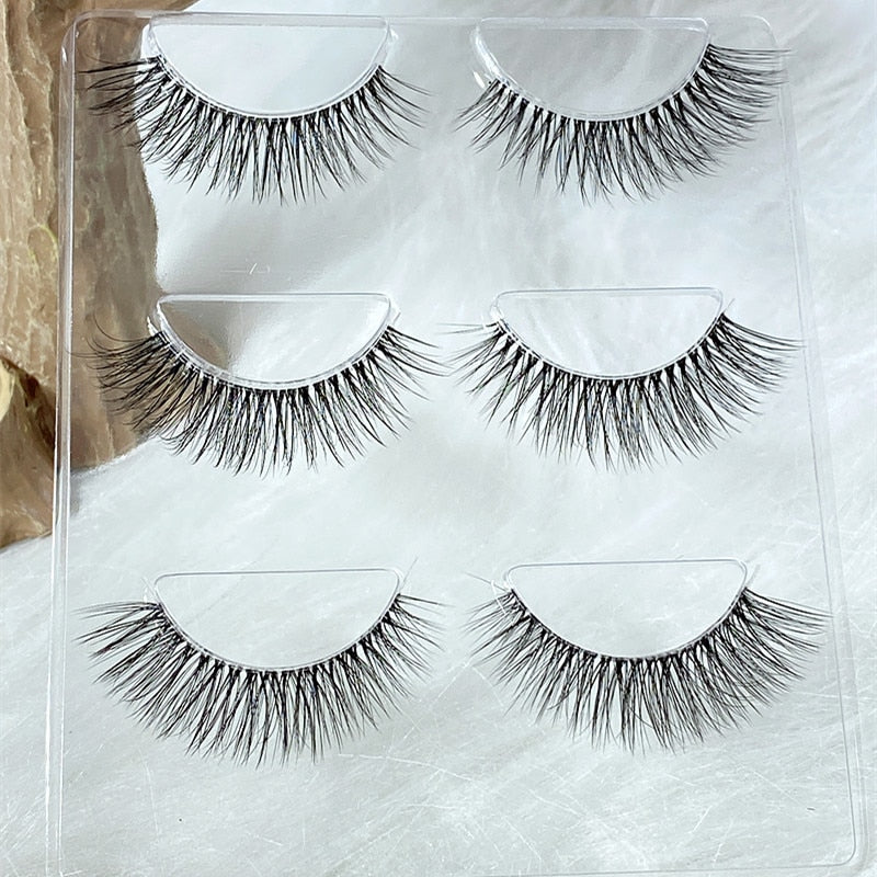 NEW Wholesale Mink Eyelashes 3pair lashes invisible band mink lashes reusable false eyelashes Makeup in Bulk