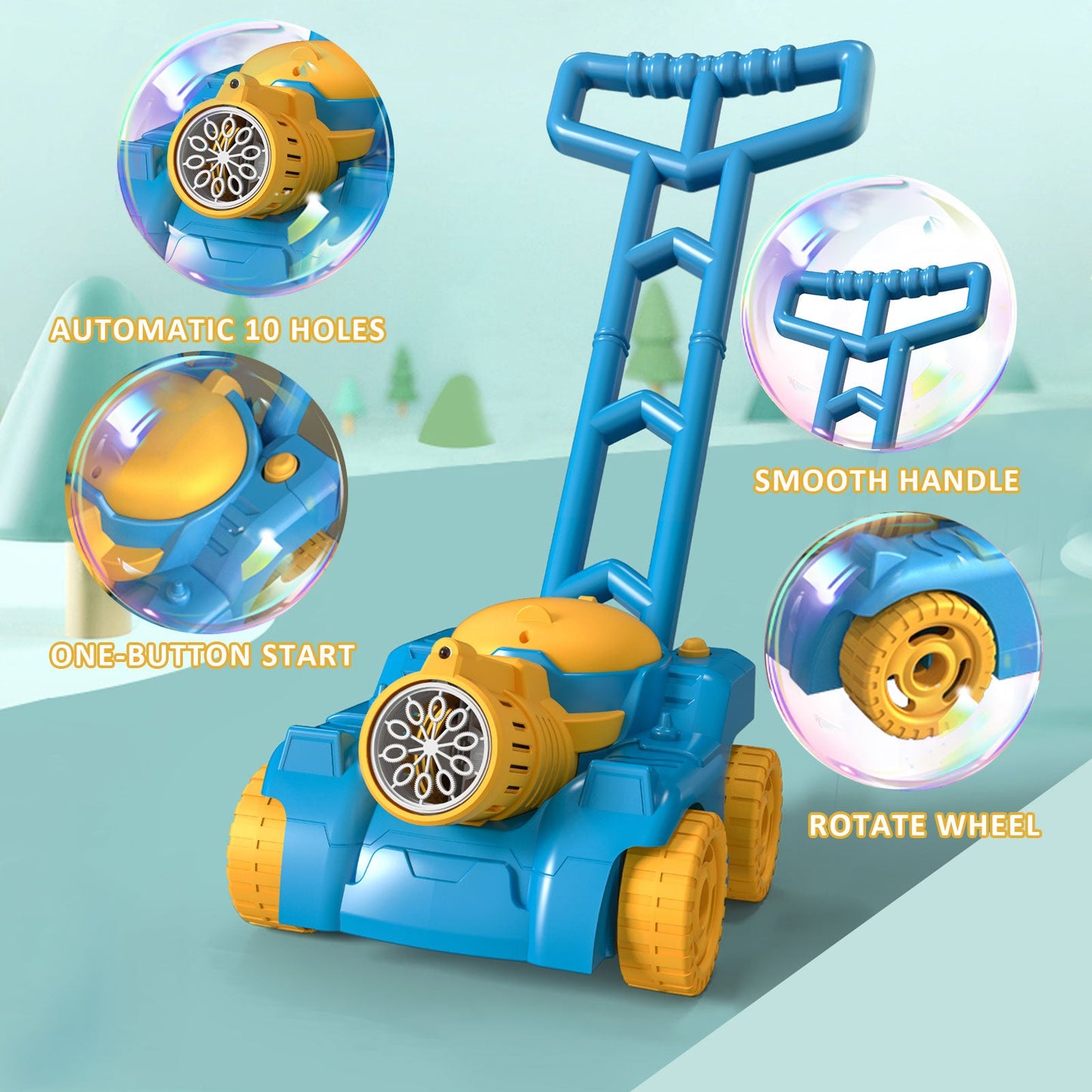 QDRAGON New Tank Bubble Gun for Kids Electronic Bubble Machine With Light Outdoor Game Push Walker Toys for 2-6+ Years Olds