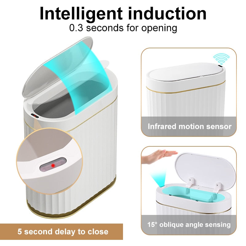 Smart Trash Can Large Capacity For Kitchen Bathroom Garbage Bin Automatic Induction Waterproof Bin With Lid Smart Home Trash Can
