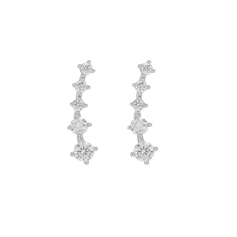 2PCS New Fashion Gold Color Crystal Zirconia Chain Hoop Earrings Women Small Pendant Star Ear Cartilage Earring Piercing Jewelry