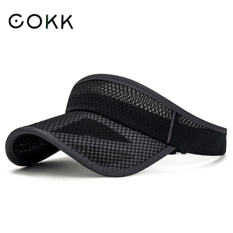 COKK Summer Sports Sun Hats Women Hat Men's Cap Adjustable Sun Visor Uv Protection Empty Top Tennis Running Sunscreen Mesh Brim