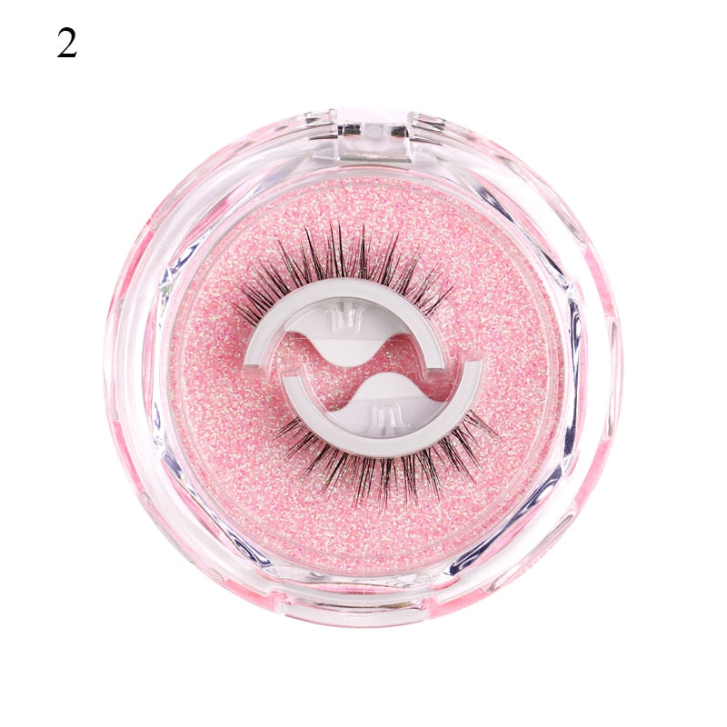 1Pair Reusable Self-adhesive False Eyelashes 3D Mink Lashes Glue-free Eyelash Extension 3 Seconds to Wear No Glue Needed Lashes