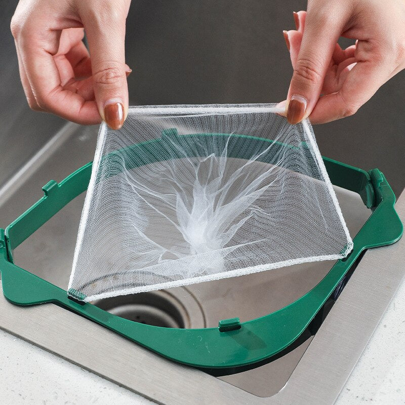 Foldable Drain Rack Disposable Garbage Bag Anti-clogging Sink Drain Holes Garbage Filter Mesh Garbage Bag for Kitchen Waste