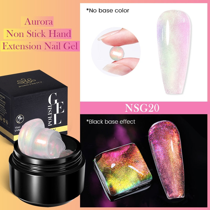 BORN PRETTY 15ML Non Stick Hand Solid Extension Nail Gel Clear Nude Pink Extension Gel Rhinestone Glue Gel Easy to Operate