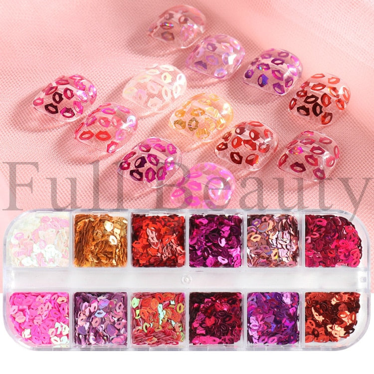 Iridescent Mixed Hexagon Nail Glitter Sequins Holo Flakes Nail Art Powder Gel Polish Paillette Manicure Accessories LADJ01-12-2