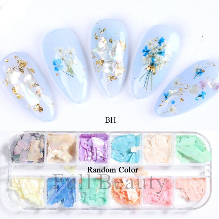 Iridescent Mixed Hexagon Nail Glitter Sequins Holo Flakes Nail Art Powder Gel Polish Paillette Manicure Accessories LADJ01-12-2