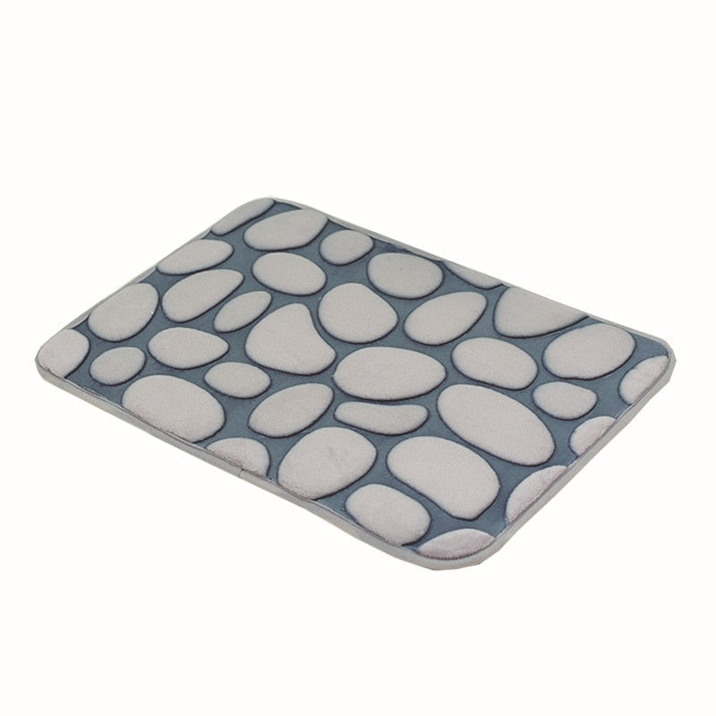 Cobblestone Embossed Bathroom Bath Mat Coral Fleece Non-slip Carpet In Bathtub Floor Rug Shower Room Doormat Memory Foam Pad