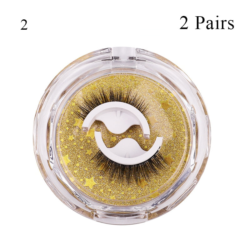 1Pair Reusable Self-adhesive False Eyelashes 3D Mink Lashes Glue-free Eyelash Extension 3 Seconds to Wear No Glue Needed Lashes