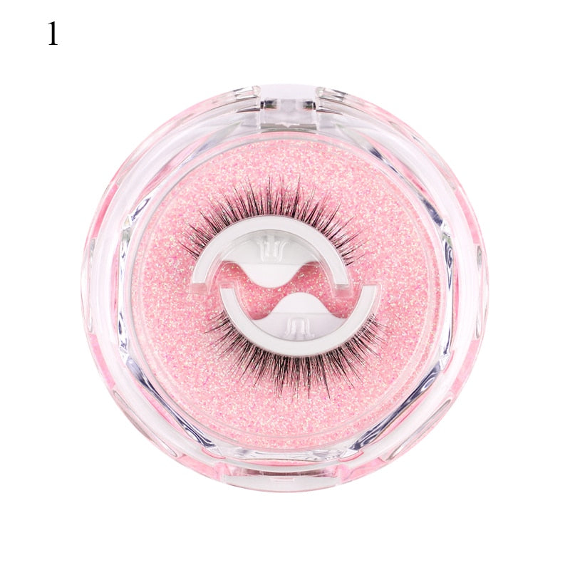 1Pair Reusable Self-adhesive False Eyelashes 3D Mink Lashes Glue-free Eyelash Extension 3 Seconds to Wear No Glue Needed Lashes