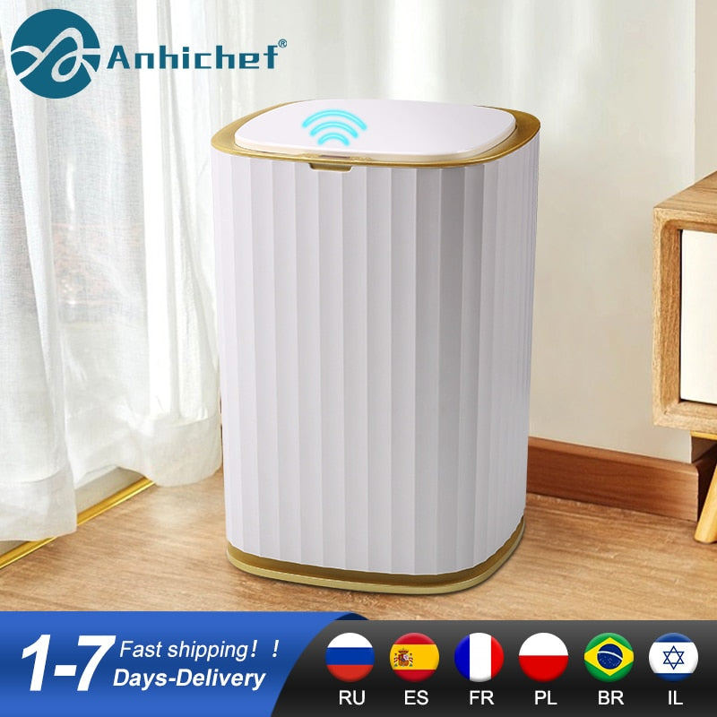 Smart Trash Can Large Capacity For Kitchen Bathroom Garbage Bin Automatic Induction Waterproof Bin With Lid Smart Home Trash Can