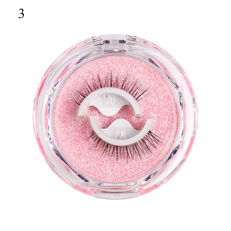 1Pair Reusable Self-adhesive False Eyelashes 3D Mink Lashes Glue-free Eyelash Extension 3 Seconds to Wear No Glue Needed Lashes