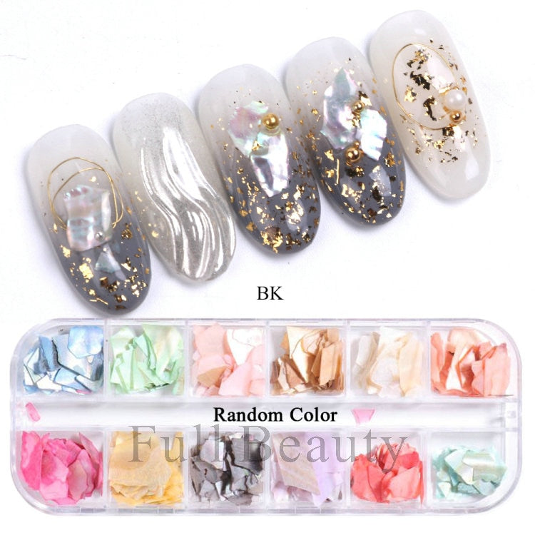 Iridescent Mixed Hexagon Nail Glitter Sequins Holo Flakes Nail Art Powder Gel Polish Paillette Manicure Accessories LADJ01-12-2