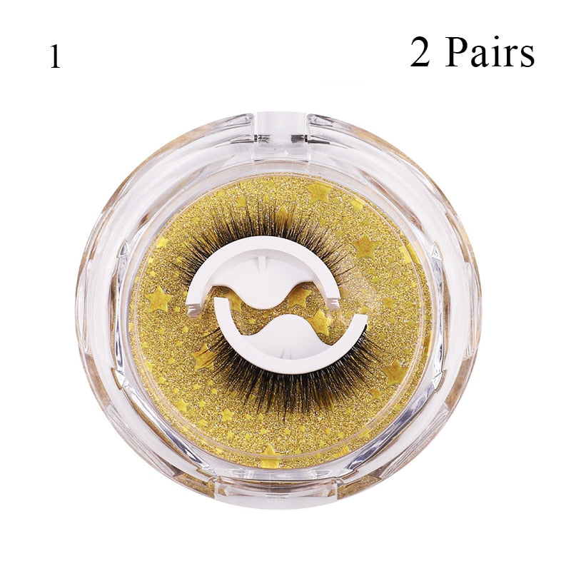 1Pair Reusable Self-adhesive False Eyelashes 3D Mink Lashes Glue-free Eyelash Extension 3 Seconds to Wear No Glue Needed Lashes