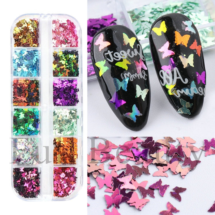 Iridescent Mixed Hexagon Nail Glitter Sequins Holo Flakes Nail Art Powder Gel Polish Paillette Manicure Accessories LADJ01-12-2