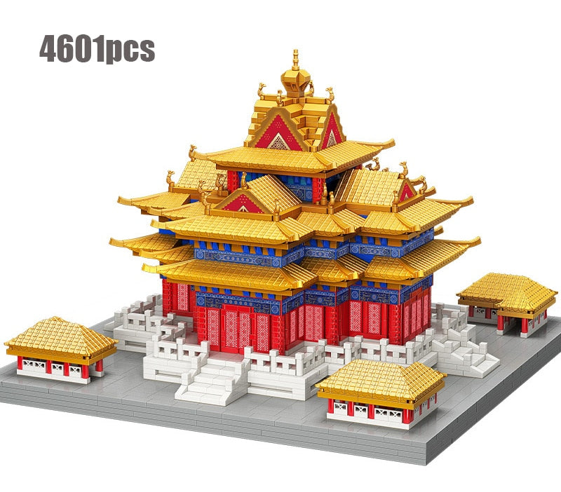 City Architecture Micro Building Blocks Chinese Ancient Palace Models Diamond China Courtyard Great Wall Toys Gifts