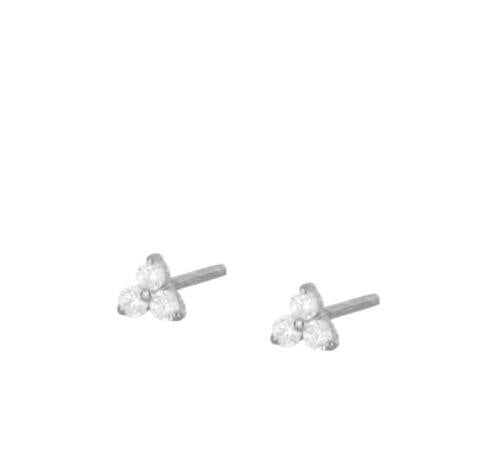 New Stainless Steel Cubic Zirconia Link Chain Ear Studs Earrings For Women Triangle Pendant Cartilage Earrings Piercing Jewelry