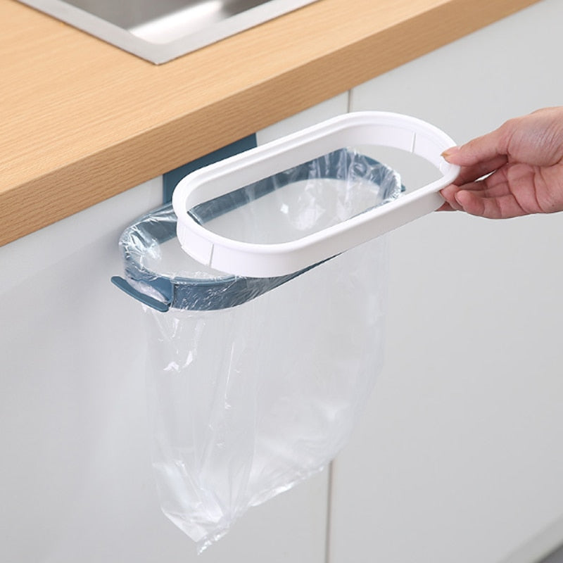 Garbage Bag Holder Kitchen Cabinet Door Basket Hanging Trash Can Waste Bin Garbage Rack Tool Storage Holder Kitchen Organizer