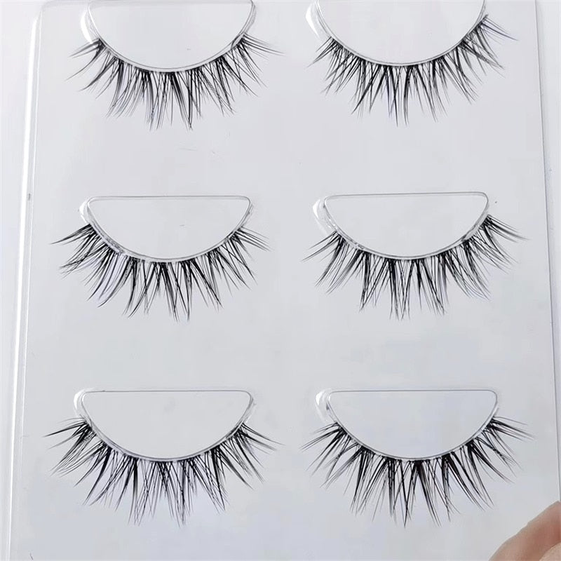 NEW Wholesale Mink Eyelashes 3pair lashes invisible band mink lashes reusable false eyelashes Makeup in Bulk