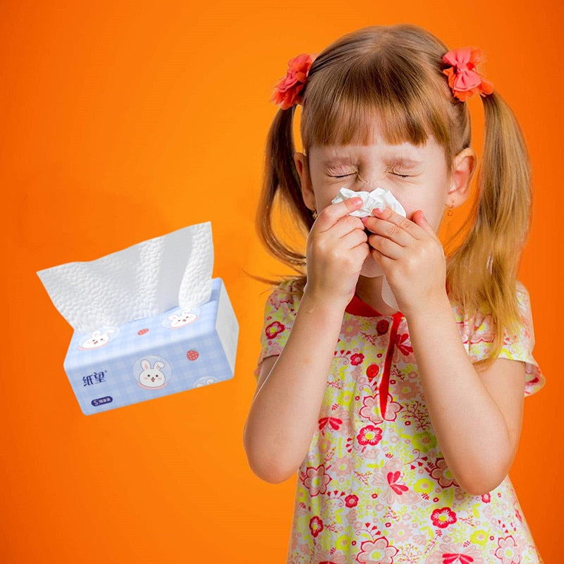 Facial Tissues Packs Pocket Paper Napkins Travel Size Mini Cute Print 4 Ply for Kid School Travel Camping Office Daily Use