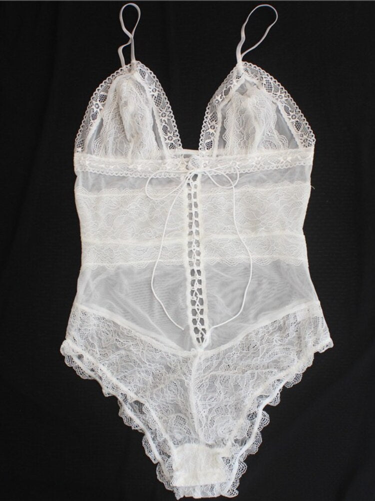 Erotic Lingerie Bodysuit Sexy Lace Pajamas Female Open Crotch Jumpsuit Hollow Porno Costume Sexy Women Underwaist 2023 New
