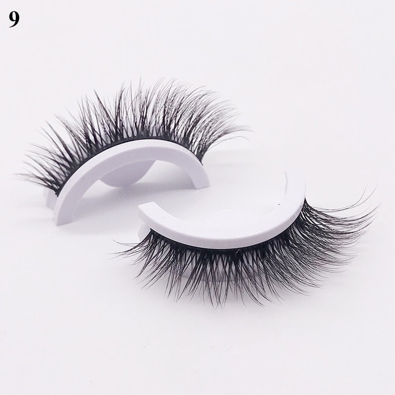1Pair Reusable Self-adhesive False Eyelashes 3D Mink Lashes Glue-free Eyelash Extension 3 Seconds to Wear No Glue Needed Lashes
