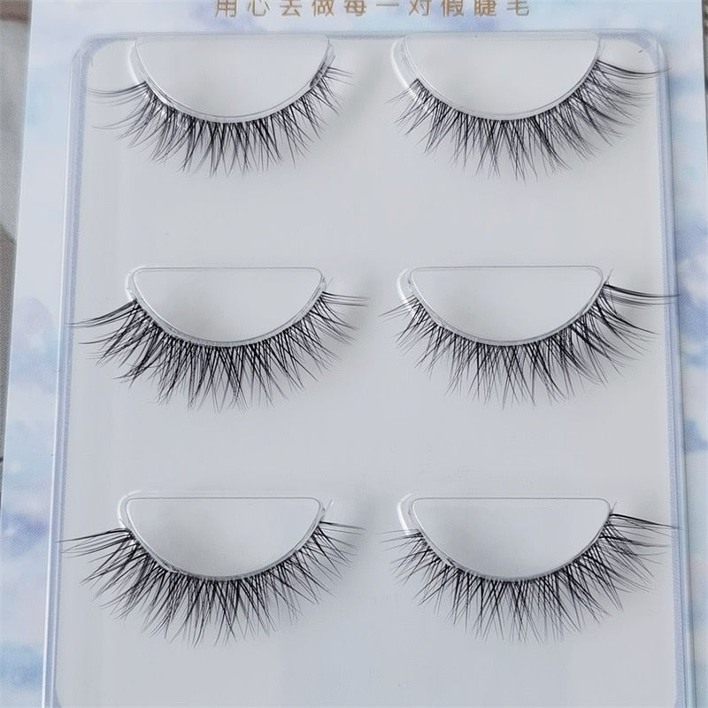 NEW Wholesale Mink Eyelashes 3pair lashes invisible band mink lashes reusable false eyelashes Makeup in Bulk