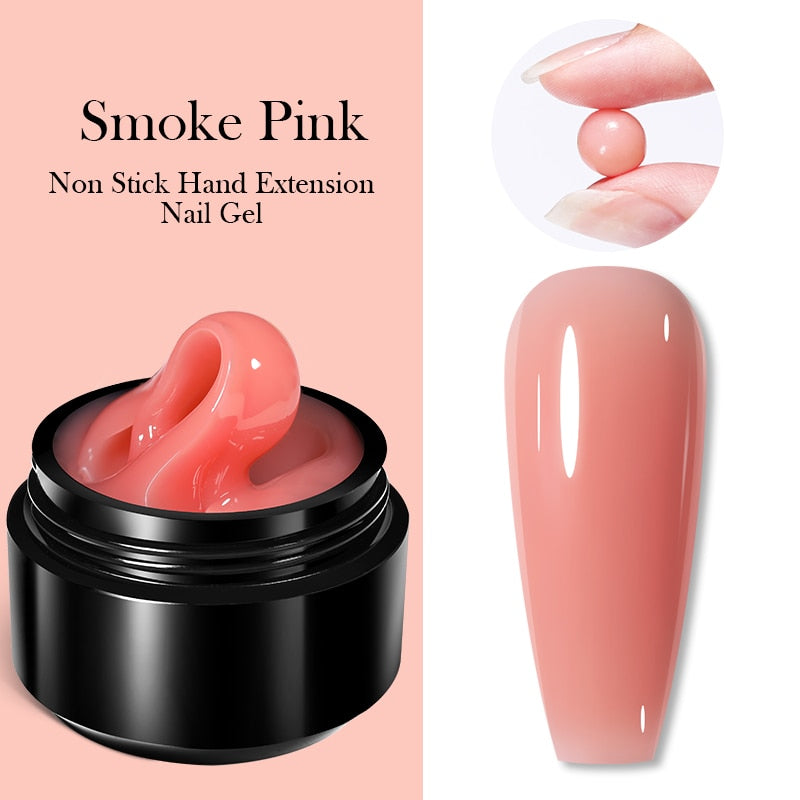 BORN PRETTY 15ML Non Stick Hand Solid Extension Nail Gel Clear Nude Pink Extension Gel Rhinestone Glue Gel Easy to Operate