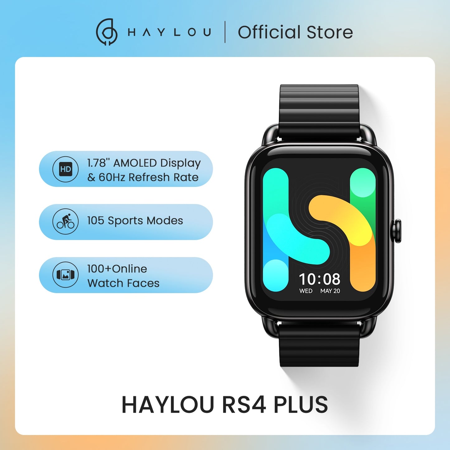 HAYLOU RS4 Plus Smartwatch 1.78'' AMOLED Display 105 Sports Modes 10-day Battery Life Smart Watch for Men Smart Watch for Women