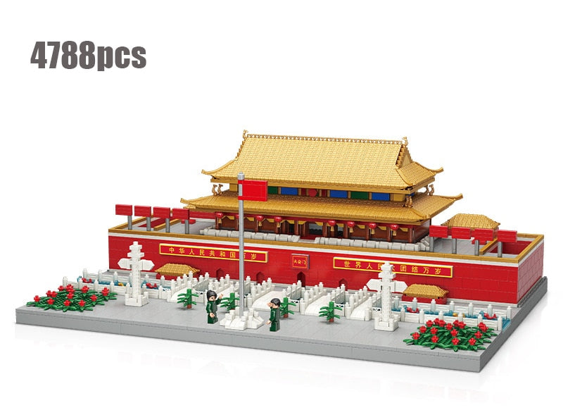 City Architecture Micro Building Blocks Chinese Ancient Palace Models Diamond China Courtyard Great Wall Toys Gifts