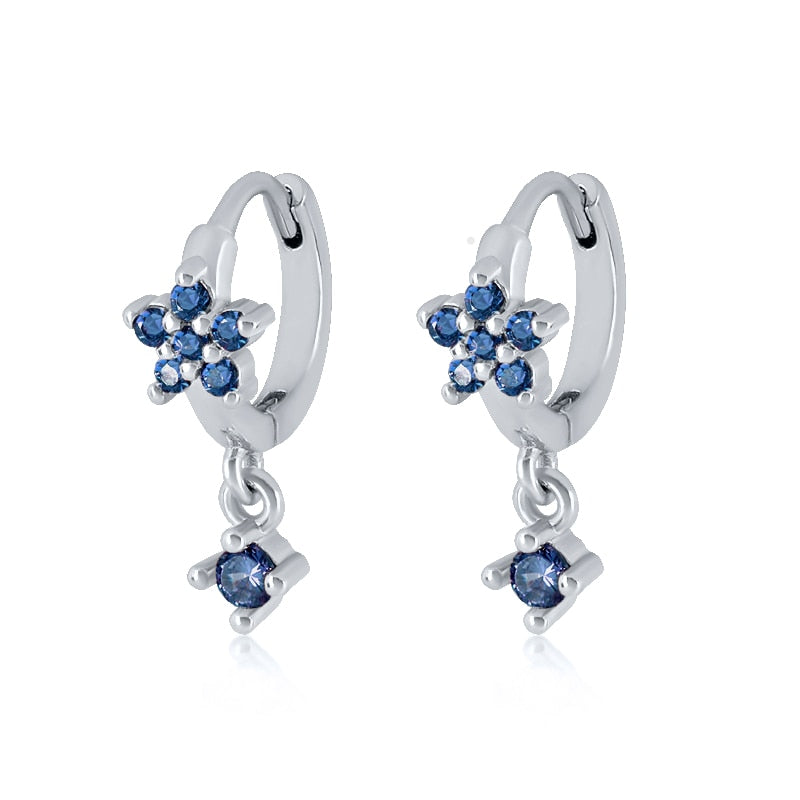 925 Sterling Silver Ear Needle Butterfly Hoop Earrings Colorful Crystal Animal Pendant Earrings for Women Party Fashion Jewelry
