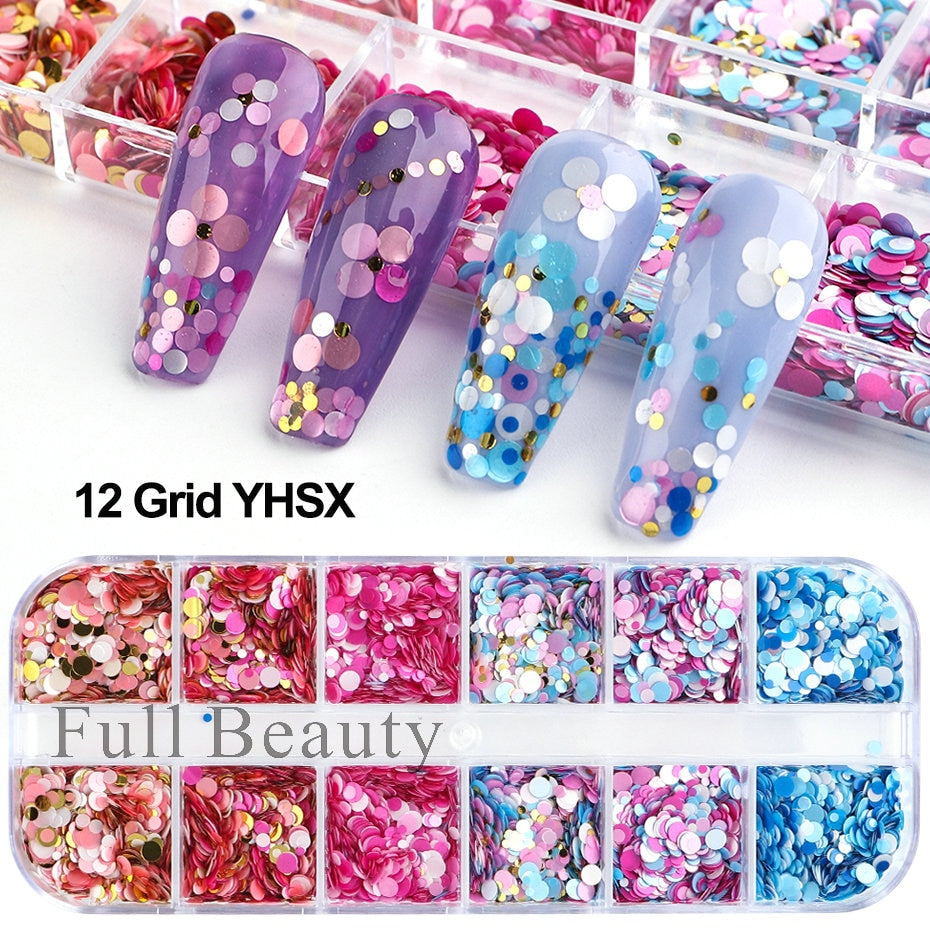 Iridescent Mixed Hexagon Nail Glitter Sequins Holo Flakes Nail Art Powder Gel Polish Paillette Manicure Accessories LADJ01-12-2