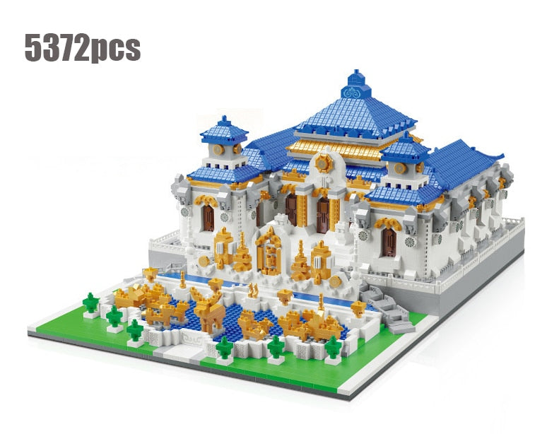 City Architecture Micro Building Blocks Chinese Ancient Palace Models Diamond China Courtyard Great Wall Toys Gifts