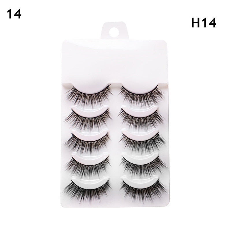 Eye makeup accessories 5 pairs set Cos cross false eyelashes Lash Extension 3D bunch Japanese Fairy Little Devil Cosplay 5 Pairs