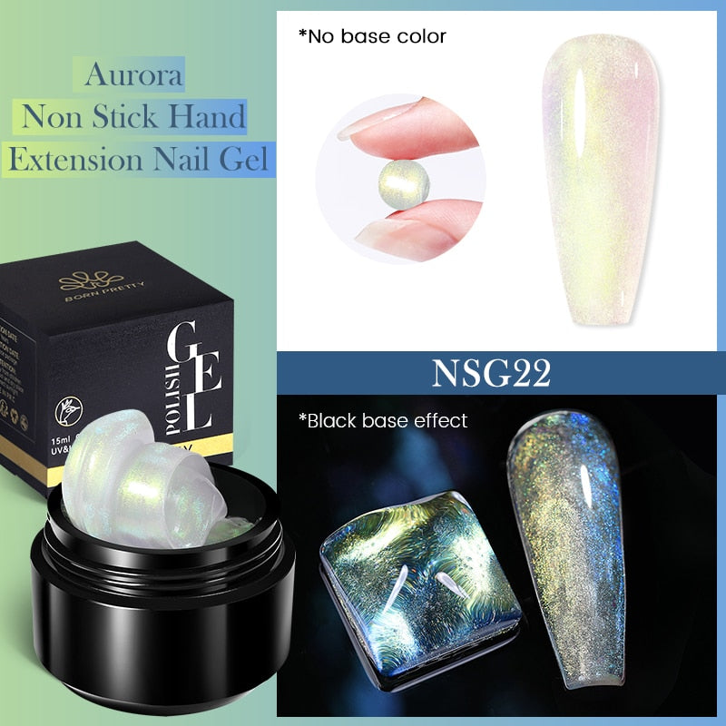 BORN PRETTY 15ML Non Stick Hand Solid Extension Nail Gel Clear Nude Pink Extension Gel Rhinestone Glue Gel Easy to Operate