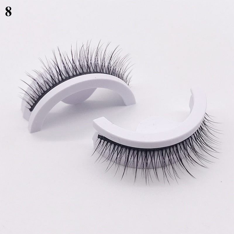 1Pair Reusable Self-adhesive False Eyelashes 3D Mink Lashes Glue-free Eyelash Extension 3 Seconds to Wear No Glue Needed Lashes