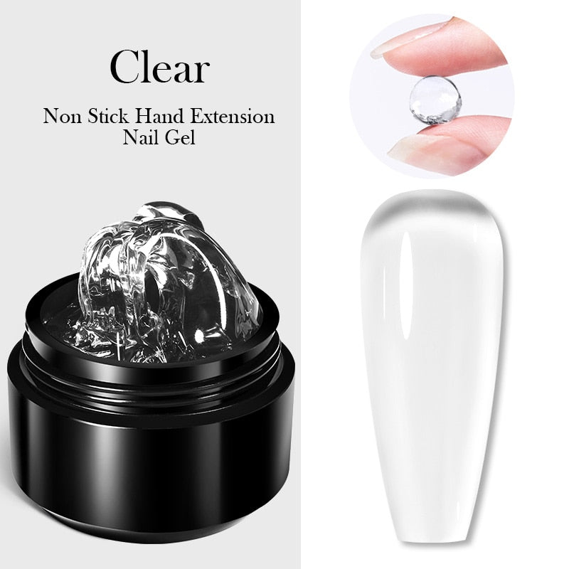 BORN PRETTY 15ML Non Stick Hand Solid Extension Nail Gel Clear Nude Pink Extension Gel Rhinestone Glue Gel Easy to Operate