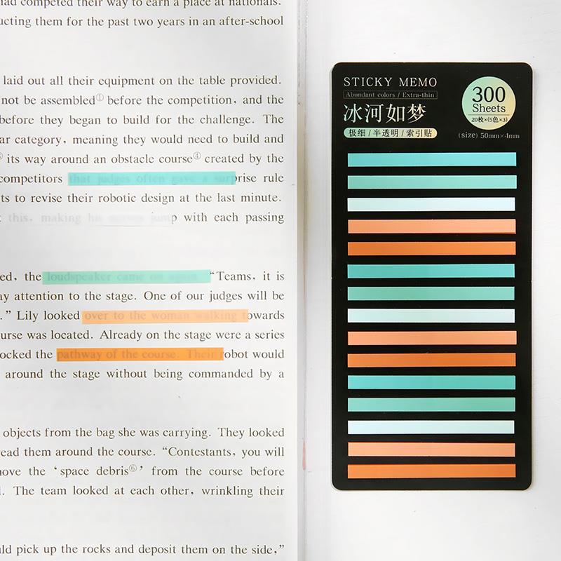 300 Sheets Rainbow Color Index Memo Pad Posted It Sticky Notes Paper Sticker Notepad Bookmark School Supplies Kawaii Stationery