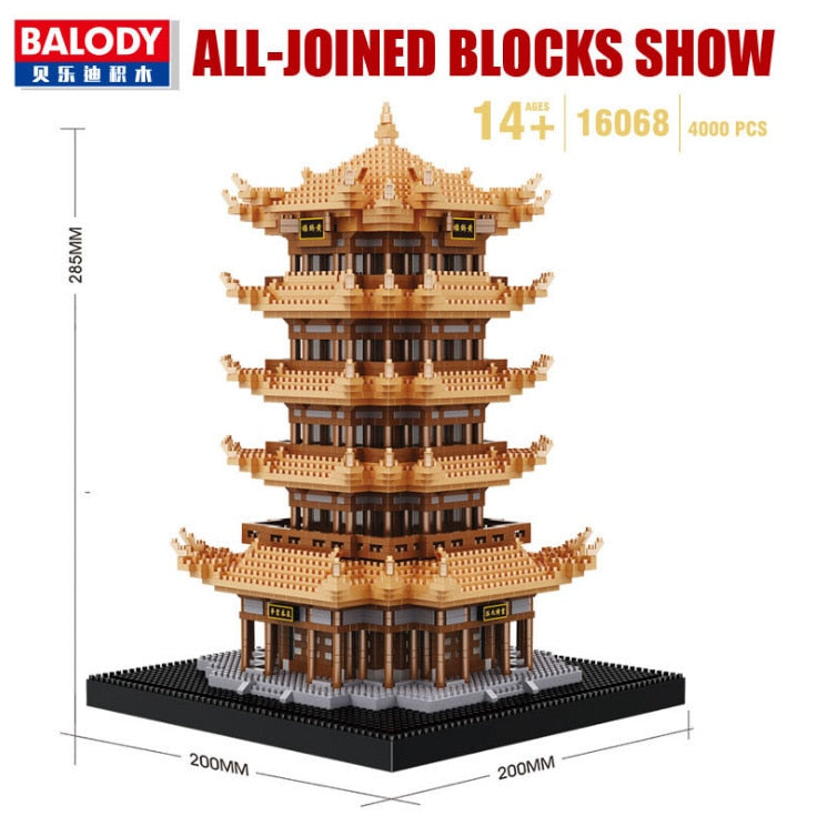 Famous Ancient Chinese Architecture mini diamond Blocks Model The tower Building Blocks Educational Kids Toys Bricks Gifts
